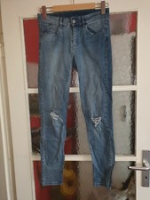 Tolle Damen Jeans Hose Gr 36 Blau Used Destroyed Look Divided By H&M stretch Top