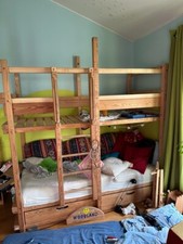 Woodland Hochbett Naturholz 2 Liegeflächen, mit Schubladen/Absturzsicherungen