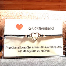 Glücksarmband mit Zugbandverschluss auf Karte mit Spruch Motiv: Herz (11)