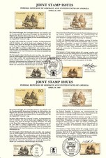 2 x Bund + USA Gemeinschaftsausgabe Gedenkblatt Segelschiff Concord