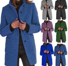 Eleganter Damenmantel aus Wolle, Warmer Wintermantel mit Stehkragen und Tasche​