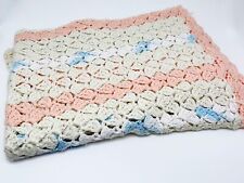 Kinderdecke Wohndecke gehäkelt Muster Wolldecke Baby pastell Handarbeit Vintage