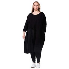 DYB Kleid Materialmix Jersey Taft schwarz Gr. 48 50 A-Form 3/4 Arm