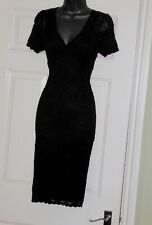 Stretchig Schwarz Vintage Spitze 40er 50er Pencil Wiggle Abend Cocktail Kleid 14