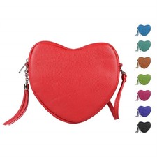 DAMEN LEDER TASCHE HERZ Schultertasche Umhängetasche CROSS OVER BODY BAG fransen