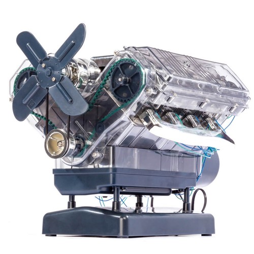 V8-Motor mit transparentem