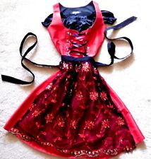 Marjo Festtags Hochzeits Balkonette Seiden Dirndl 3tlg. GR 32 rot schwarz 