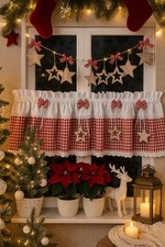 Scheibengardine Rot  Weiß