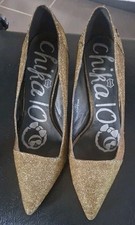 Stiletto Pumps Gr. 40 Gold glitzernd, gebraucht