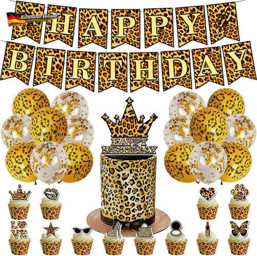 Leopard geburtstag deko set - leopard,