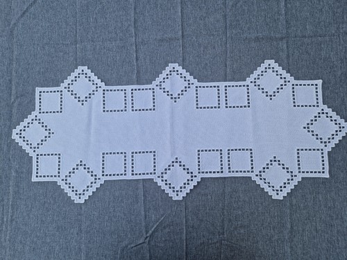 Hardanger decke wollweiss mit - wollweiss,