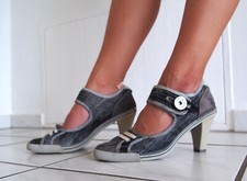 LE COQ SPORTIF sport Pumps Schuhe 39 Jeanslook Schnalle Absatz 7cm gtZst NP 129€