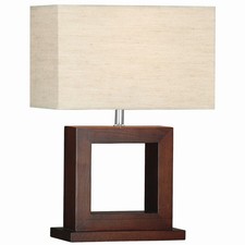 Tischlampe Holz Stoff E27