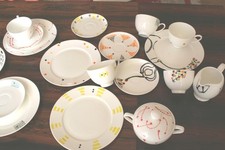 Service für Kaffee oder Tee, bone china, individuell handbemalt, 8 tlg., neu