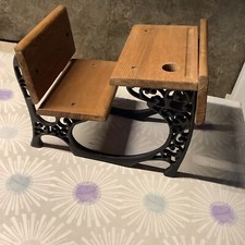 Puppen Sitzbank  Gusseisen Puppen Holz Gartenbank