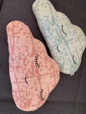 2 Sebra Kissen blau rosa bestickt skandi nordic neuwertig Geschenk Weihnachten