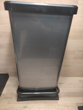 Treteimer Mülleimer Abfalleimer Rotho Paso 40 L Pedal Deckel Silbermetallik