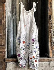 Damen Blumen Latzhose Jumpsuit