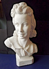 Alte Büste junge Frau 30er Jahre Stil hübsche große Figur, Gips signiert