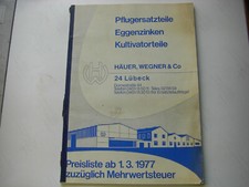 Häuer,Wegner &Co .Preisliste v.1977.Pflugersatzteile.Eggenzinken.Kultivatorteile