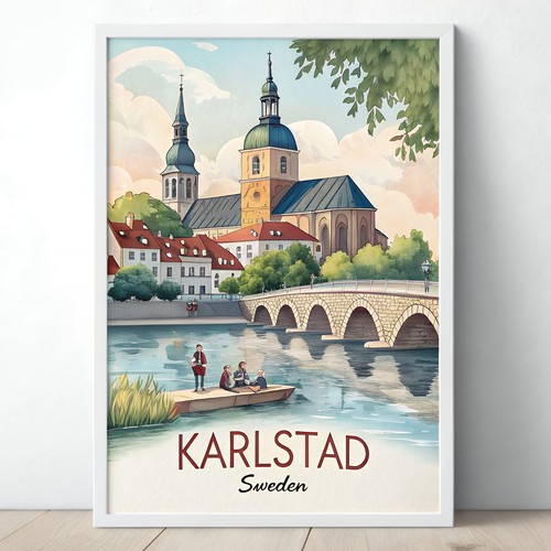 Karlstad sweden vintage poster - sweden,