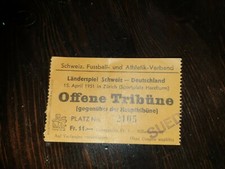 Original Länderspiel Ticket 1951 in Zürich, Schweiz-Deutschland