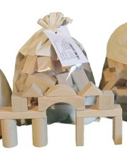 Holzspielzeug Baubeutel mit Holzbausteinen 70 tlg natur  NEU Bauspiel 