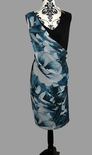 RJR John Rocha schwarz blau Blumenmuster Lilienmuster Kleid Größe 16 neu mit Etikett gelegentlich