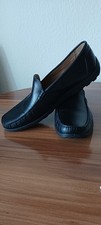 Ecco Herren Mokassins Slipper Schwarz Leder Handgenäht EU 45