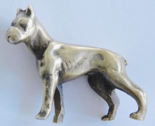 Kleine Figur Skulptur Hund Boxer Messing Deko Setzkasten o.ä. L6cm H4,8cm