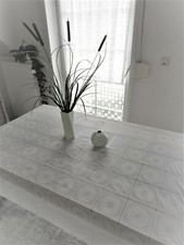 Vinyl Tischdecke Spitzen Häkel Optik PVC 220 x 140 cm WEISS