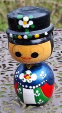 Holz Figur Puppe Kokeshi aus Korea - handbemalt - 11 cm - alt - Rarität Sammler