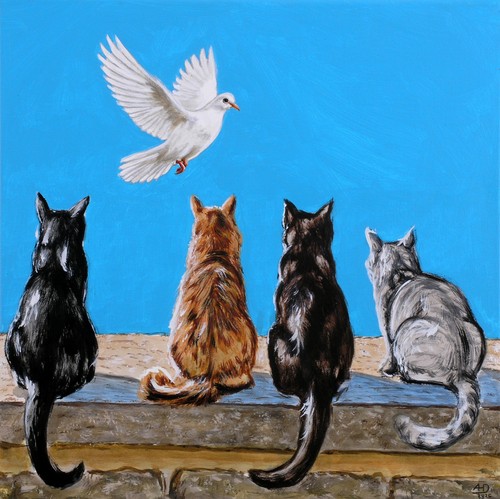 Original gemälde cats no - cats,