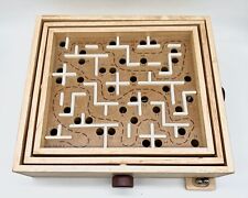 KUGEL LABYRINTH SPIEL GESCHICKLICHKEITSSPIEL HOLZ MIT 3 KUGELN GEDULD LOGIK