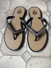 Zehentrenner Flip Flops Gr. 40 Pailletten schwarz braun Neu