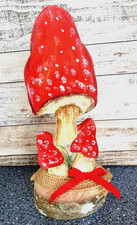 Pilz Deko Dekoration Herbstdeko Fliegenpilz Holzpilz Handarbeit Holz-Kunst NEU