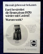Castrol Motor Öl mit Ford Capri, originale Werbung aus 1970