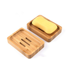 2 Stück Natürliche hölzerne Bambus Seifenschale Holz Dusche Handgefertigte Se...