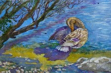 Original Aquarell Ente am