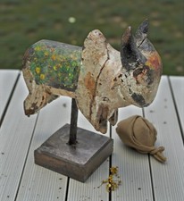 Antike Holz Heilige Kuh Nandi