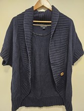 Tommy Hilfiger Strick Cardigan L Navy 100% Baumwolle Kurzarm Schalkragen