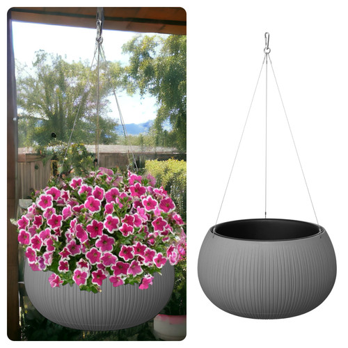 Blumenampel grau ø37 mit - grau,