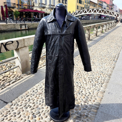 Herren schwarz ledermantel