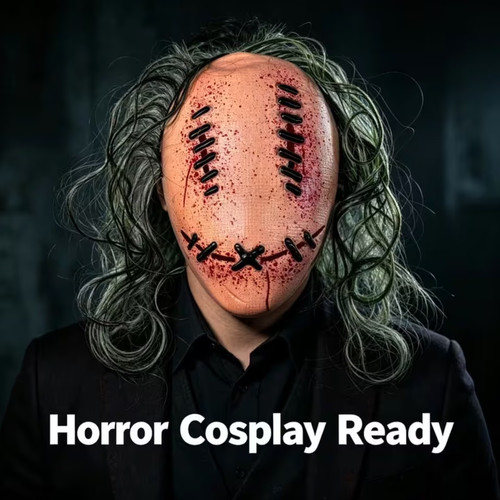 Horror maske mit kunsthaar - horror,