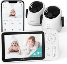 2K WiFi Babyphone mit 1080P/4,3" Split Screen, 360° PTZ Kamera Zwei-Wege Audio