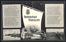 Papenburg, Hafenpartie, Torfstich im Meer, Volkslied, Ansichtskarte 1909 