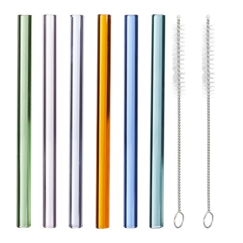 Strohhalme glas bunt - glas,