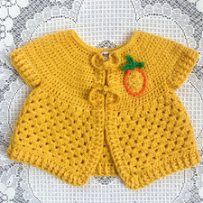 HÜBSCHE ANANAS Handarbeit 3-6 Monate Kurzarm gehäkelt Baby Strickjacke
