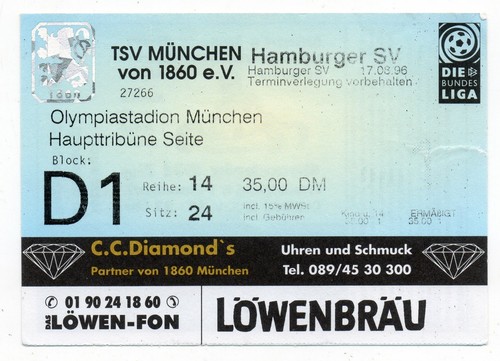 Ticket tsv 1860 - tsv, münchen