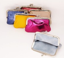 ECHT LEDER DAMEN MÜNZE KLEINGELD GELDBÖRSE SCHLÜSSEL PORTMONIE CLIP BÖRSE 2. WAH